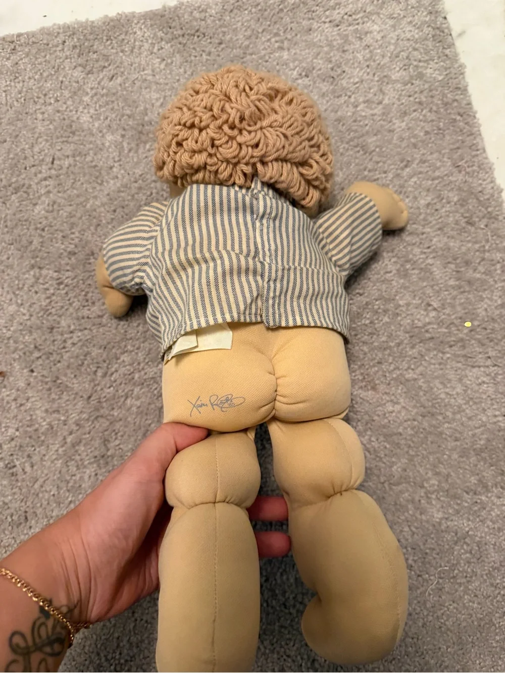Classic Soft-Body Cabbage Patch Style Doll - Blue Striped Shirt